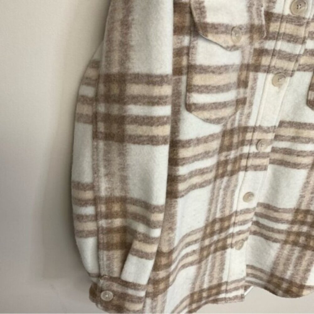 Joie Plaid Oversized Fleece Shacket Jacket Cotton Polyester Blend - Picture 10 of 13